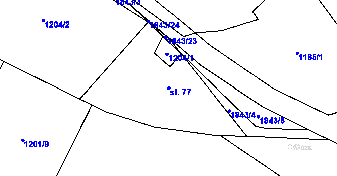 Parcela st. 77 v KÚ Nové Heřminovy, Katastrální mapa