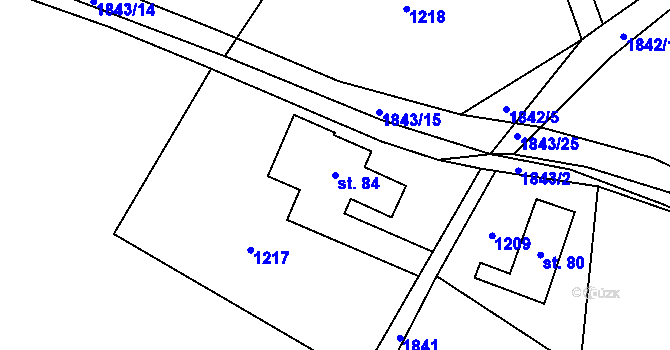 Parcela st. 84 v KÚ Nové Heřminovy, Katastrální mapa