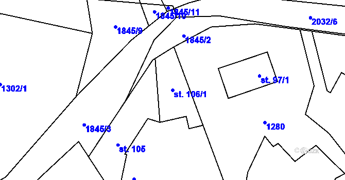 Parcela st. 106/1 v KÚ Nové Heřminovy, Katastrální mapa
