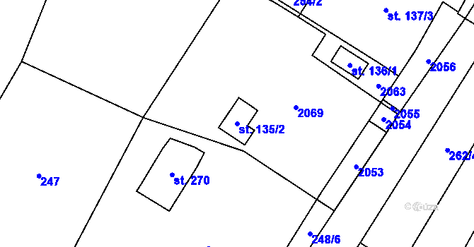 Parcela st. 135/2 v KÚ Nové Heřminovy, Katastrální mapa