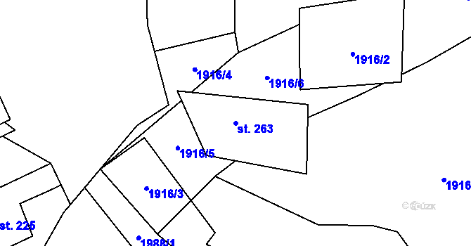 Parcela st. 263 v KÚ Nové Heřminovy, Katastrální mapa