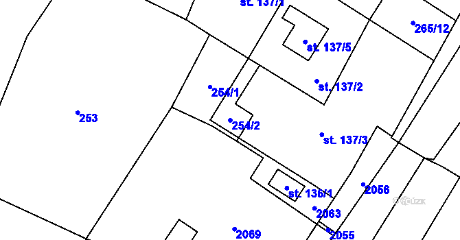 Parcela st. 254/2 v KÚ Nové Heřminovy, Katastrální mapa