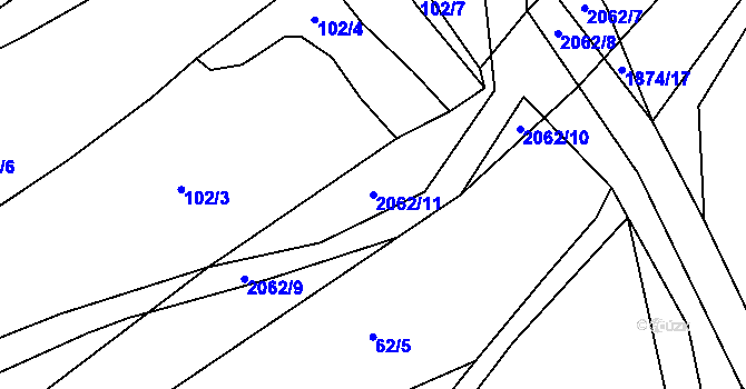 Parcela st. 2062/11 v KÚ Nové Heřminovy, Katastrální mapa