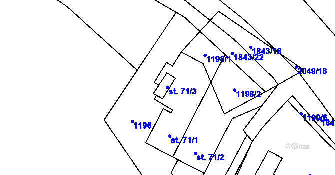 Parcela st. 71/3 v KÚ Nové Heřminovy, Katastrální mapa