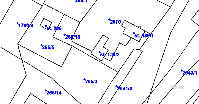 Parcela st. 139/2 v KÚ Nové Heřminovy, Katastrální mapa