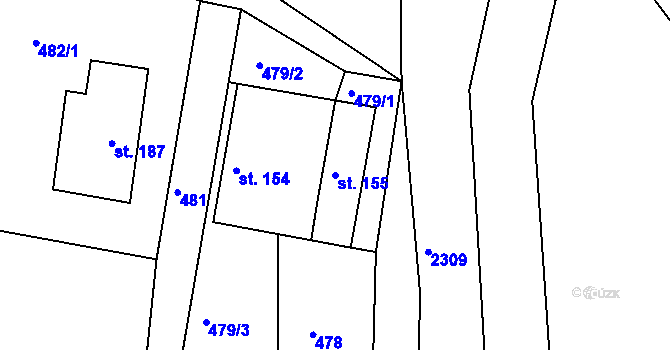 Parcela st. 155 v KÚ Byňov, Katastrální mapa
