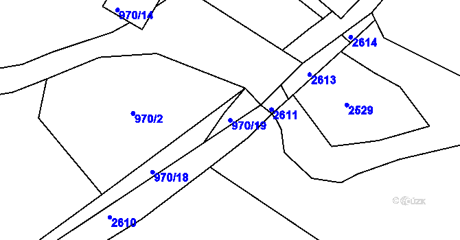Parcela st. 970/19 v KÚ Byňov, Katastrální mapa