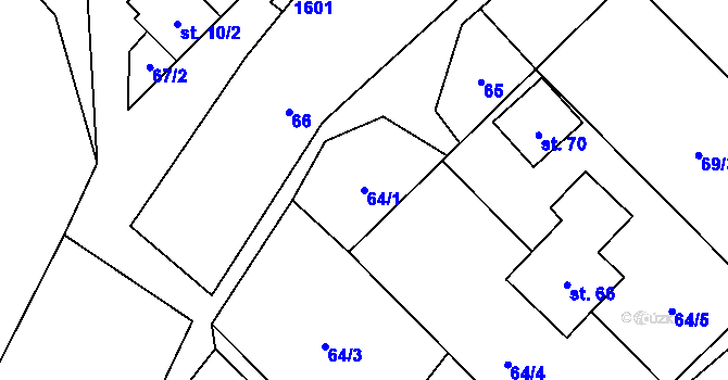 Parcela st. 64/1 v KÚ Nakolice, Katastrální mapa