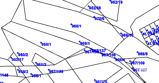 Parcela st. 969/1 v KÚ Nové Hrady, Katastrální mapa