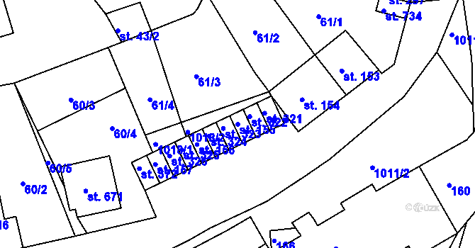 Parcela st. 155 v KÚ Nové Hrady, Katastrální mapa