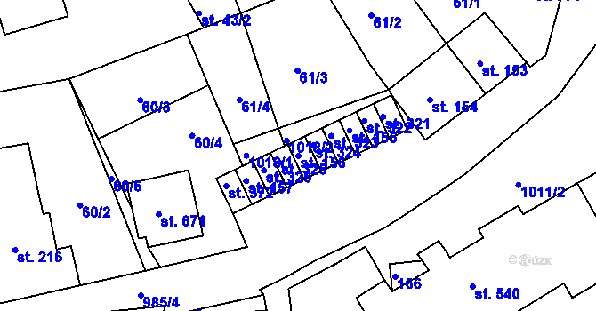 Parcela st. 156 v KÚ Nové Hrady, Katastrální mapa