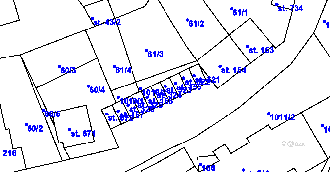 Parcela st. 323 v KÚ Nové Hrady, Katastrální mapa