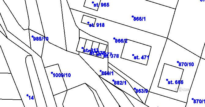 Parcela st. 378 v KÚ Nové Hrady, Katastrální mapa