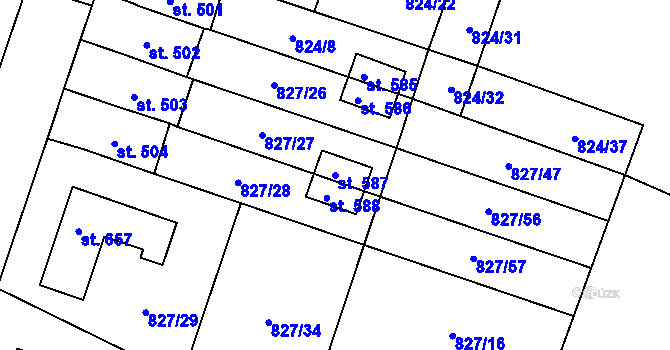 Parcela st. 587 v KÚ Nové Hrady, Katastrální mapa