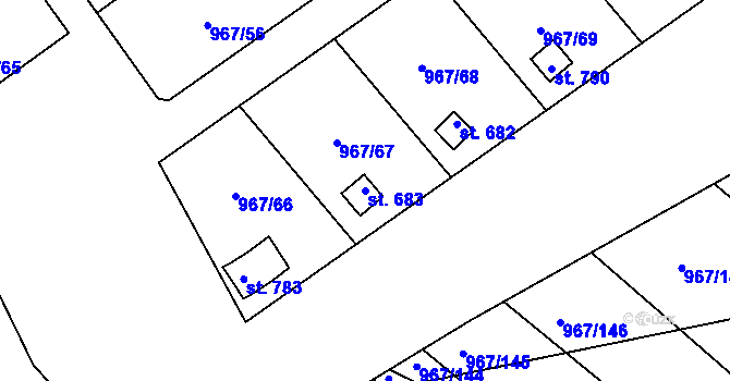 Parcela st. 683 v KÚ Nové Hrady, Katastrální mapa