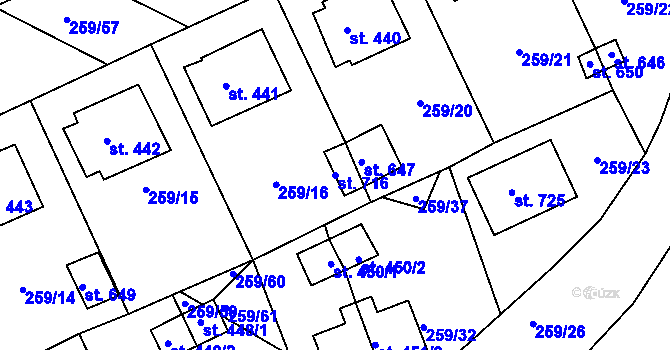 Parcela st. 716 v KÚ Nové Hrady, Katastrální mapa