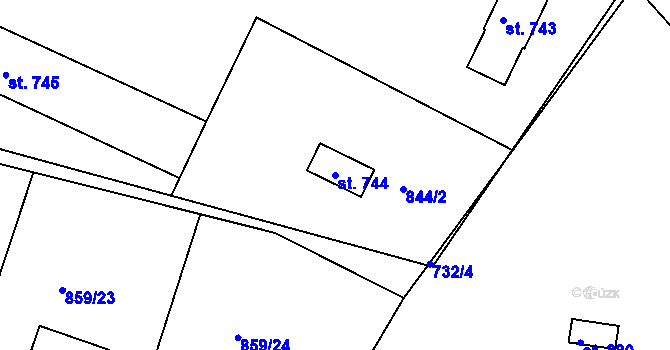 Parcela st. 744 v KÚ Nové Hrady, Katastrální mapa