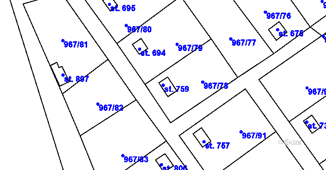 Parcela st. 759 v KÚ Nové Hrady, Katastrální mapa