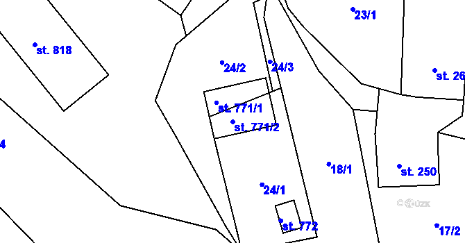 Parcela st. 771/2 v KÚ Nové Hrady, Katastrální mapa