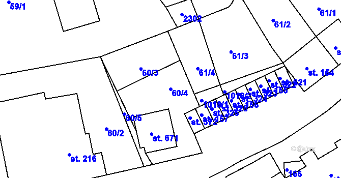 Parcela st. 60/4 v KÚ Nové Hrady, Katastrální mapa