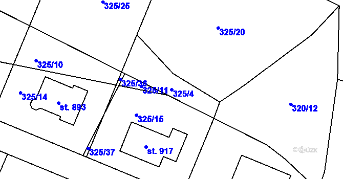 Parcela st. 325/4 v KÚ Nové Hrady, Katastrální mapa