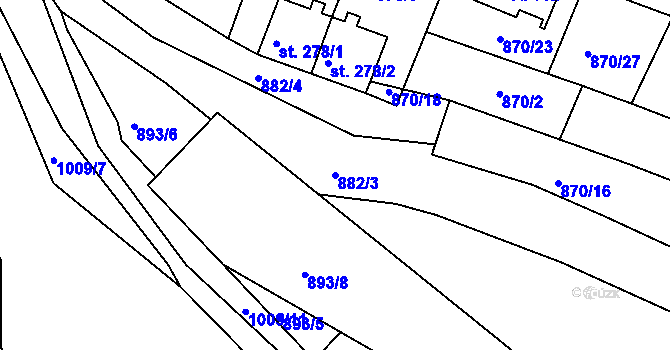 Parcela st. 882/3 v KÚ Nové Hrady, Katastrální mapa