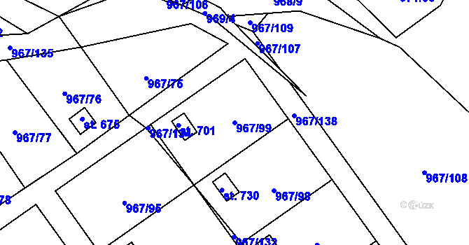Parcela st. 967/99 v KÚ Nové Hrady, Katastrální mapa