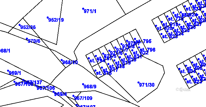 Parcela st. 971/5 v KÚ Nové Hrady, Katastrální mapa
