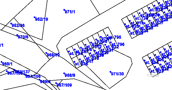 Parcela st. 971/6 v KÚ Nové Hrady, Katastrální mapa