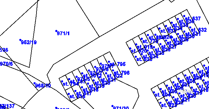 Parcela st. 971/31 v KÚ Nové Hrady, Katastrální mapa