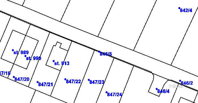 Parcela st. 846/5 v KÚ Nové Hrady, Katastrální mapa