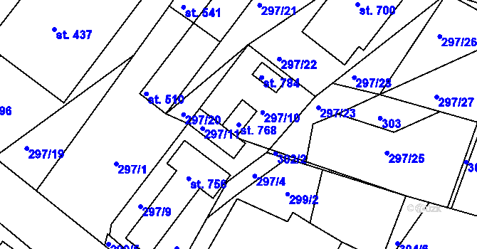 Parcela st. 768 v KÚ Nové Hrady, Katastrální mapa