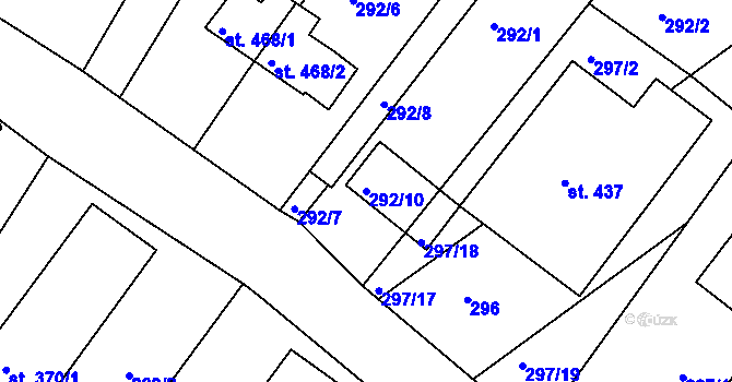 Parcela st. 292/10 v KÚ Nové Hrady, Katastrální mapa