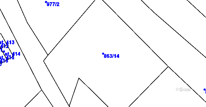 Parcela st. 863/14 v KÚ Nové Hrady, Katastrální mapa