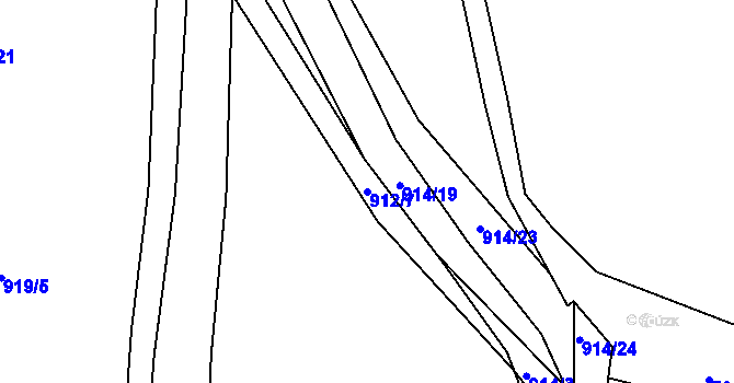 Parcela st. 912/7 v KÚ Nové Hrady, Katastrální mapa