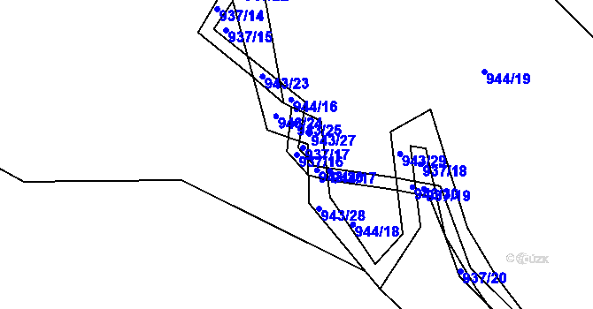 Parcela st. 937/16 v KÚ Nové Hrady, Katastrální mapa