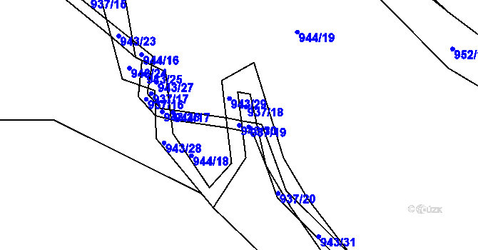 Parcela st. 943/30 v KÚ Nové Hrady, Katastrální mapa