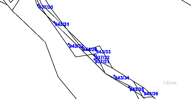 Parcela st. 943/33 v KÚ Nové Hrady, Katastrální mapa