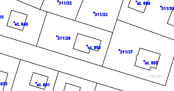 Parcela st. 892 v KÚ Nové Hrady, Katastrální mapa