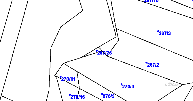 Parcela st. 257/25 v KÚ Údolí u Nových Hradů, Katastrální mapa