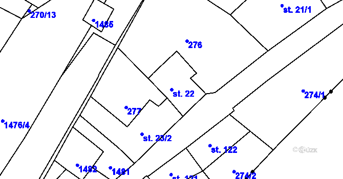 Parcela st. 22 v KÚ Údolí u Nových Hradů, Katastrální mapa