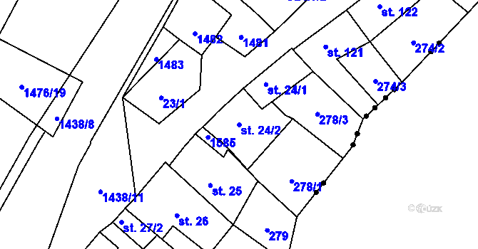 Parcela st. 24/2 v KÚ Údolí u Nových Hradů, Katastrální mapa