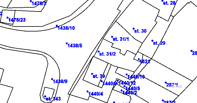 Parcela st. 31/2 v KÚ Údolí u Nových Hradů, Katastrální mapa
