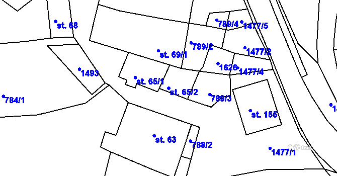 Parcela st. 65/2 v KÚ Údolí u Nových Hradů, Katastrální mapa