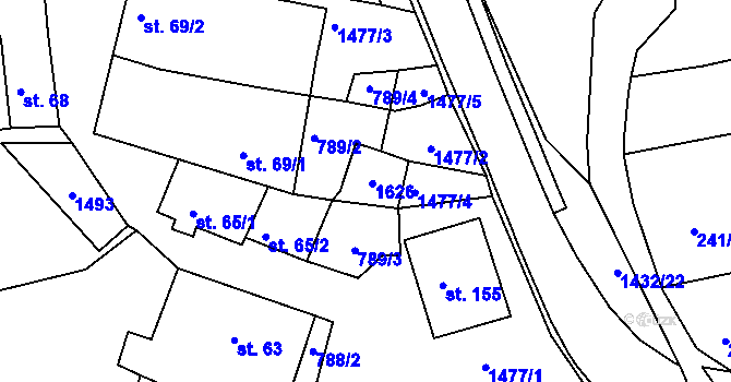 Parcela st. 65/3 v KÚ Údolí u Nových Hradů, Katastrální mapa
