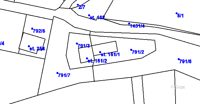 Parcela st. 161/1 v KÚ Údolí u Nových Hradů, Katastrální mapa