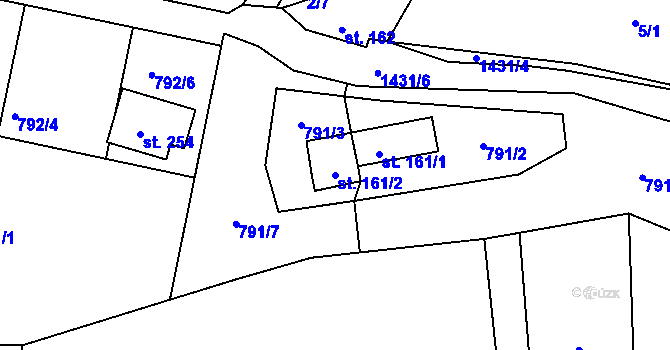 Parcela st. 161/2 v KÚ Údolí u Nových Hradů, Katastrální mapa