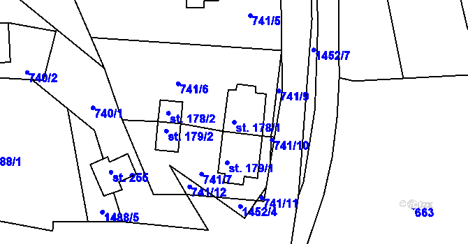 Parcela st. 178/1 v KÚ Údolí u Nových Hradů, Katastrální mapa