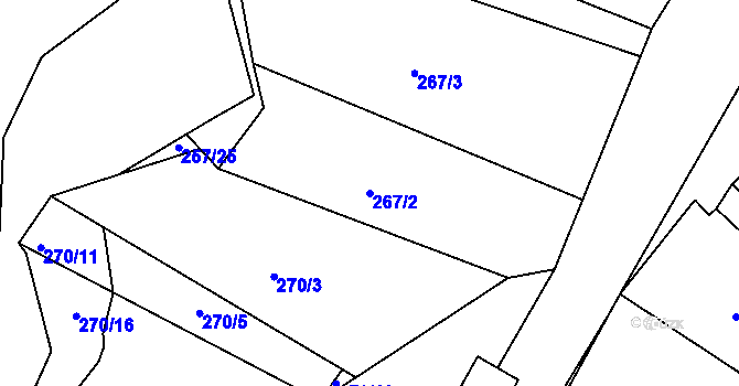 Parcela st. 267/2 v KÚ Údolí u Nových Hradů, Katastrální mapa