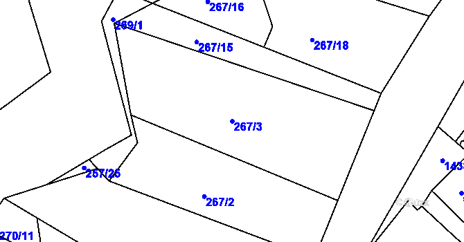 Parcela st. 267/3 v KÚ Údolí u Nových Hradů, Katastrální mapa